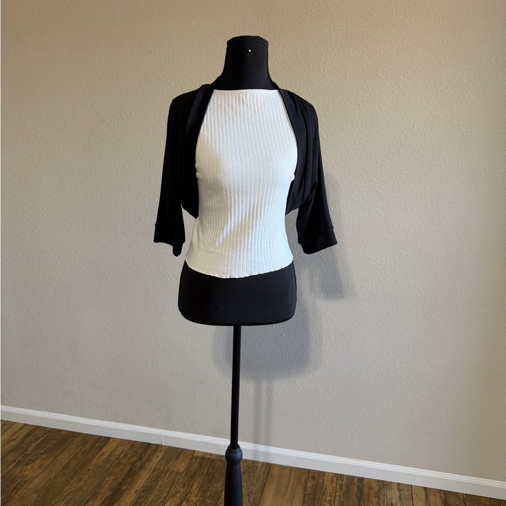 Black Linea Domani Bolero Cover Up with Quarter Sleeve